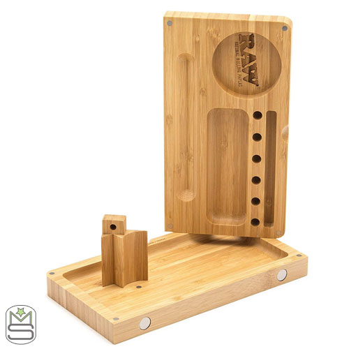 RAW – Bamboo Flip Magnet Rolling Tray RAW - Bamboo Flip Magnet Rolling Tray