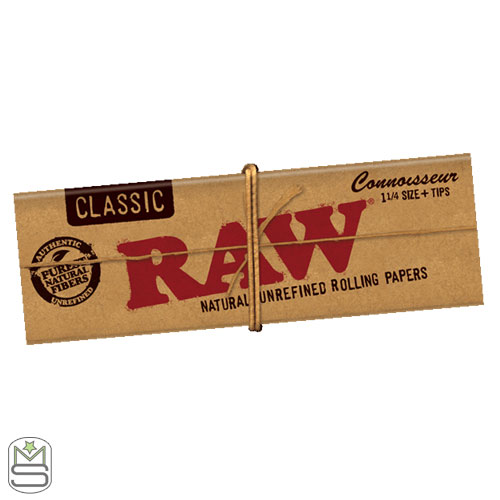 RAW Classic 1 1/4 Connoisseur Rolling Papers + Tips