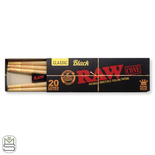 RAW Black King Size Pre Rolled Cones - 20 Pack